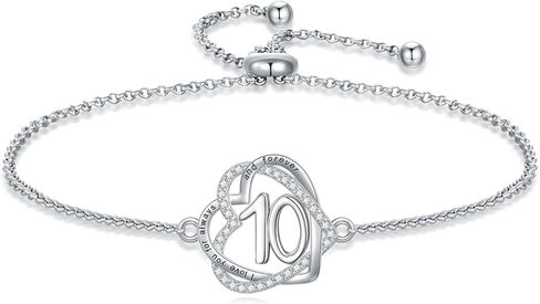 TOUPOP Gifts for Her Heart Bracelet 925 Sterling Silver Forever Love Heart Bracelet Sweet Year Old Jewelry Anniversary Birthday Christmas Gifts Women Girlfriend Wife Mom Grandma in Saudi Arabia