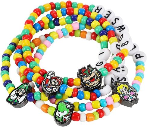 Bioworld Super Mario Tradesies Pack Multi Character Women's Beaded Letters and Charm Bracelet Set in Saudi Arabia