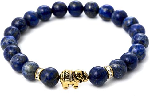 BERGERLIN - Elephant bracelet - Real natural stone bracelet with genuine 8mm pearls and crystal highlights - Certified Quality in Saudi Arabia