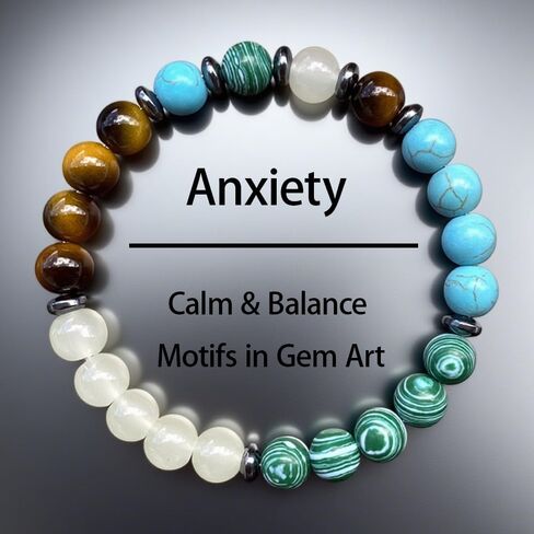 Anxiety Bracelets for Women Men Healing Crystal Natural Stone Gemstone Beaded Stretch Elastic Yoga Meditation Beads Bracelet Calm Protection Spiritual Jewelry Gift Unisex 8mm in Saudi Arabia