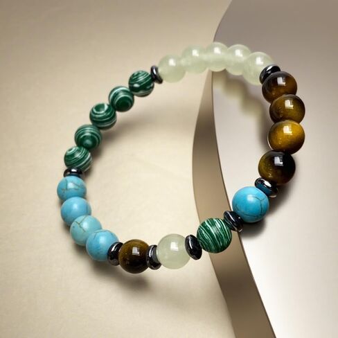 Anxiety Bracelets for Women Men Healing Crystal Natural Stone Gemstone Beaded Stretch Elastic Yoga Meditation Beads Bracelet Calm Protection Spiritual Jewelry Gift Unisex 8mm in Saudi Arabia