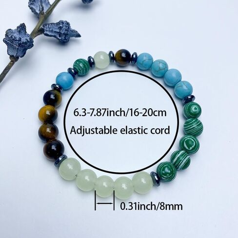 Anxiety Bracelets for Women Men Healing Crystal Natural Stone Gemstone Beaded Stretch Elastic Yoga Meditation Beads Bracelet Calm Protection Spiritual Jewelry Gift Unisex 8mm in Saudi Arabia