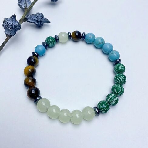 Anxiety Bracelets for Women Men Healing Crystal Natural Stone Gemstone Beaded Stretch Elastic Yoga Meditation Beads Bracelet Calm Protection Spiritual Jewelry Gift Unisex 8mm in Saudi Arabia