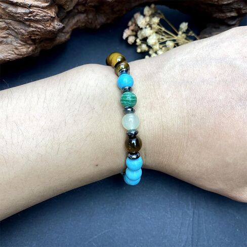 Anxiety Bracelets for Women Men Healing Crystal Natural Stone Gemstone Beaded Stretch Elastic Yoga Meditation Beads Bracelet Calm Protection Spiritual Jewelry Gift Unisex 8mm in Saudi Arabia