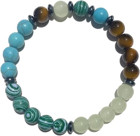 Anxiety Bracelets for Women Men Healing Crystal Natural Stone Gemstone Beaded Stretch Elastic Yoga Meditation Beads Bracelet Calm Protection Spiritual Jewelry Gift Unisex 8mm in Saudi Arabia