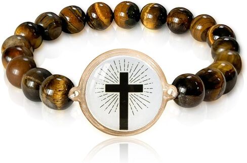 Daily Bible Verse Bracelets with Natural Stones - Stretch Scripture Beads Bracelet with NFC Cross Chip Scan on Phone, Inspirational Present for Women Men in Saudi Arabia