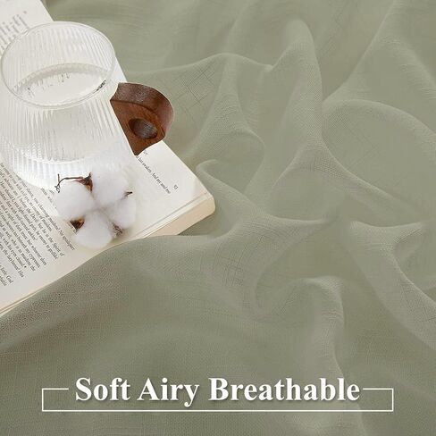 ستائر شفافة من Tab TOB، لوحات معالجة النوافذ لتصفية الضوء من الكتان للمكتب المنزلي، حزمة من لوحتين، ربطات عنق خضراء (42 بوصة × 63 بوصة) in Kuwait