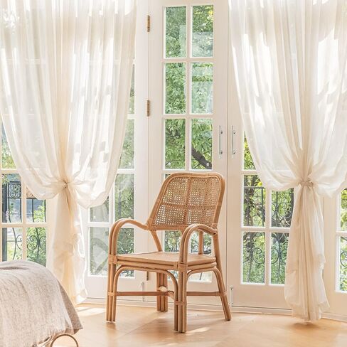 ستائر شفافة من Tab TOB، لوحات معالجة النوافذ لتصفية الضوء من الكتان للمكتب المنزلي، حزمة من لوحتين، ربطات عنق خضراء (42 بوصة × 63 بوصة) in Kuwait