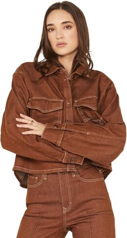 Women's Boxy Cropped Pecan Denim Jacket in Saudi Arabia