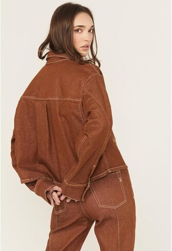 Women's Boxy Cropped Pecan Denim Jacket in Saudi Arabia