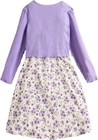 OYOANGLE Girl's 2 Piece Outfits Ditsy Floral Ruffle Cami Dress with Long Sleeve Cardigan Sets in Saudi Arabia