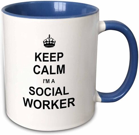 3dRose Keep Calm I'M A Social Worker-Job Pride-Funny Profession Work Gift Mug, 11 oz, Black in Saudi Arabia