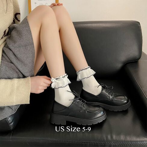لوليتا جوارب طاقم أنيقة الدانتيل تقليم القط باو تنفس القطن JK أحذية حلوة تنوعا Preppy لطيف المتسكعون ماري جين in Saudi Arabia