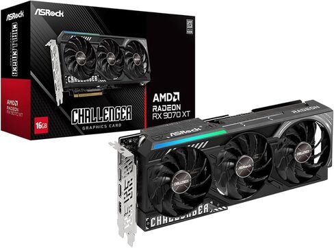 ASROCK RADEON RX 9060 XT CHALLENGER 16GB GDDR6 OC بطاقة الرسومات | 3300 MHz Boost | مروحة مزدوجة | 0dB التبريد | لوحة خلفية معدنية | PCIE 5.0 | DisplayPort 2.1a ، HDMI 2.1b in Kuwait