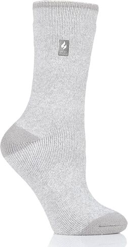 جوارب Viola LITE Twist Crew النسائية من HEAT HOLDERS - جوارب متوسطة السُمك - رائعة للطقس البارد في الشتاء - 5x أكثر دفئًا من القطن - دافئة + ناعمة، للمشي لمسافات طويلة، والمقصورة، والخارج، ومريح في المنزل | البحرية / 5-9 in Kuwait