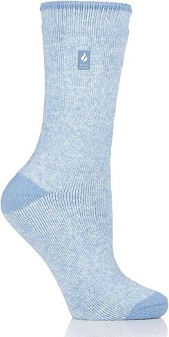 جوارب Viola LITE Twist Crew النسائية من HEAT HOLDERS - جوارب متوسطة السُمك - رائعة للطقس البارد في الشتاء - 5x أكثر دفئًا من القطن - دافئة + ناعمة، للمشي لمسافات طويلة، والمقصورة، والخارج، ومريح في المنزل | البحرية / 5-9 in Kuwait