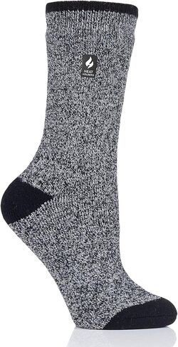 جوارب Viola LITE Twist Crew النسائية من HEAT HOLDERS - جوارب متوسطة السُمك - رائعة للطقس البارد في الشتاء - 5x أكثر دفئًا من القطن - دافئة + ناعمة، للمشي لمسافات طويلة، والمقصورة، والخارج، ومريح في المنزل | البحرية / 5-9 in Kuwait