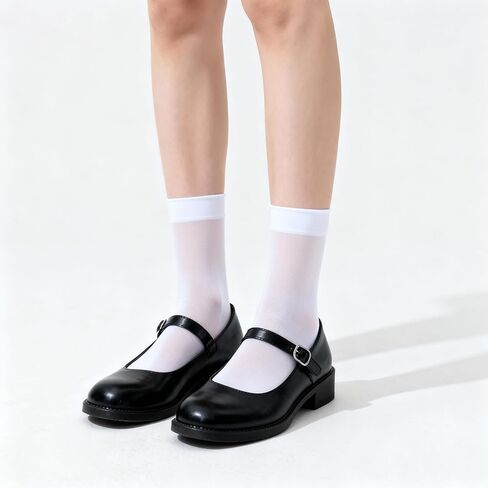 10 Pairs Sheer Nylon Socks for Women Thin Ankle Stocking Footies Transparent Silk Sheer Socks (White) in Saudi Arabia