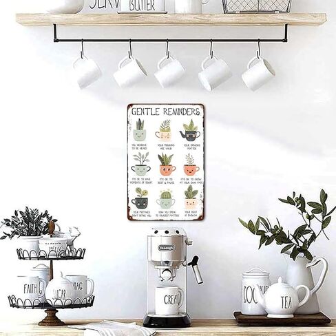 Gentle Reminders Plants Cups Rustic Aluminum Wall Art & Metal Tin Sign - 8x12in Vintage Indoor Outdoor Decor for Home, Office, Cafe, Yard & Garden，Farm in Saudi Arabia