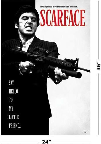 80's Favorite Movies - Scarface - Movie Poster (Say Hello To My Little Friend) (Size: 24" x 36") in Saudi Arabia
