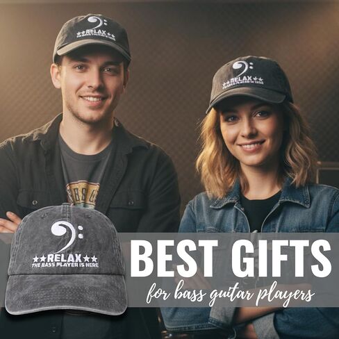 InnoBeta Bass Gifts for Bass Player Men & Women, Adjustable Vintage Baseball Cap Washed Cotton Embroidered Hat Grey in Saudi Arabia