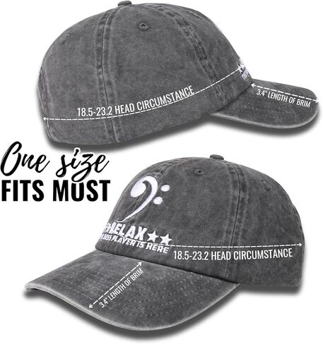 InnoBeta Bass Gifts for Bass Player Men & Women, Adjustable Vintage Baseball Cap Washed Cotton Embroidered Hat Grey in Saudi Arabia