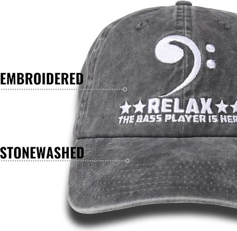 InnoBeta Bass Gifts for Bass Player Men & Women, Adjustable Vintage Baseball Cap Washed Cotton Embroidered Hat Grey in Saudi Arabia