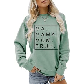 سويت شيرت Ma Mama Mom Bruh للنساء، قميص برسومات مضحكة بحروف Mama، سترة حياة الأم، سويت شيرت لعيد القديس باتريك in Kuwait