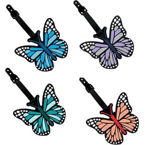 علامة الأمتعة الأرجوانية، 4 قطع معرفات الأمتعة لحقائب السفر، علامات الحقائب، فراشات لطيفة مخصصة للرجال والنساء وحقائب السفر in Kuwait