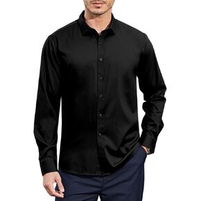 قمصان Casey Kevin الرجالية القابلة للتمدد والخالية من التجاعيد وأكمام طويلة رسمية لحفلات الزفاف وحفلات التخرج وأزرار سفلية in Kuwait