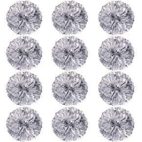 12 عبوة من كرات بوم بومس التشجيعية، زهور يدوية بلاستيكية من رقائق معدنية معدنية، كرات التشجيع للأطفال والمراهقين لعبة كرة الفريق الرياضي، 30.48 سم (أرجواني/فضي) in Kuwait