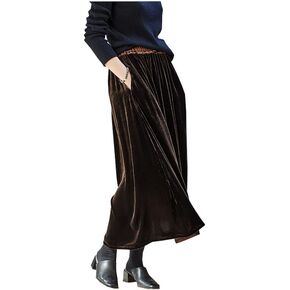Mulberry Silk Velvet Ladies' Half Skirt, Elegant and Retro A-line Wide Hem Skirt, Spring and Autumn in Saudi Arabia