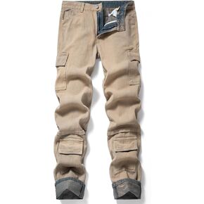 Men's Jeans Straight Biker Denim Pants Patchwork Casual Multi-Pocket Male Jean in Saudi Arabia