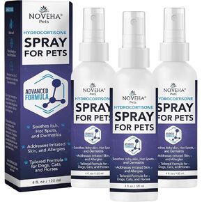 NOVEHA 1% Hydrocortisone Spray for Dogs, Cats, Horses – Hot Spot Treatment & Itch Relief for Pets – Advanced Formula Soothes Itch, Hot Spots, Dermatitis, Irritated Dry Itchy Skin & Allergies – 120mL in Kuwait