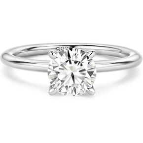ASHINE 1CT Round Cut Moissanite Engagement Ring, 925 Sterling Silver Gold Plated Solitaire, VVS1 Clarity Promise Ring for Women in Kuwait
