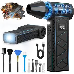 Duster Air Electric مع شاشة LCD ومصباح يدوي ، 180000 دورة في الدقيقة ، مروحة توربو هوائية مضغوطة (10000 مللي أمبير في الساعة) ، منتفخة الهواء الكهربائية عالية السرعة مع 4 تروس الرياح ، مروحة طائرة مع الإضاءة المساعدة - in Kuwait