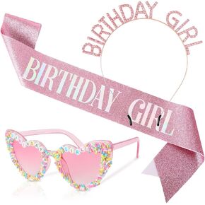 Birthday Girl Accessories Set for Women, Birthday Girl Sunglasses Sash Tiara Crown Party Favors for Women in Saudi Arabia