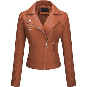 Women's Faux Leather Jacket Spring Motorcycle Biker Clothes Outfits Short Fashion PU Casual Coat in Saudi Arabia