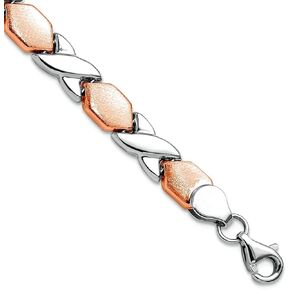 JewelryWeb 7mm 10k Rose and White Gold X O Fancy Bracelet 7.25 Inch Link-Bracelet for Women in Saudi Arabia