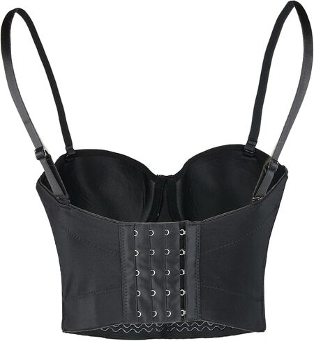 ELLACCI Women's Metal Studs Bustier Crop Top Rock Style Sexy Corset Top Black in Saudi Arabia