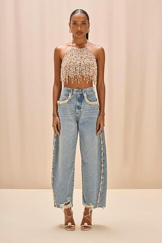 PatBO Pearl Dust Embroidery Halterneck Top in Saudi Arabia