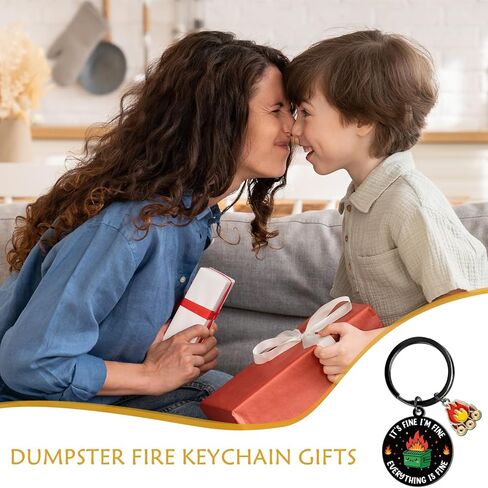 سلسلة مفاتيح هدية Dumpster Fire - سلسلة مفاتيح مبتكرة مضحكة، يوم رئيس الميلاد، شكرًا لك على التقدير، هدايا الدعم العاطفي للمكتب للرؤساء، القائد، المدير، المشرف، زملاء العمل in Kuwait