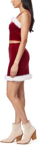 WallFlower womens Mrs Claus Christmas Fur Trimmed Luxe Velour Cropped Cami and Mini Skirt Set in Saudi Arabia