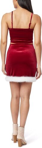 WallFlower womens Mrs Claus Christmas Fur Trimmed Luxe Velour Cropped Cami and Mini Skirt Set in Saudi Arabia
