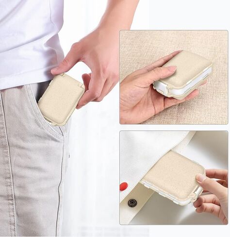 Weekly Pill Organizer for Travel - Compact Medicine Pill Box with Daily Compartments, Perfect for Travelers and Elderly(Beige) in Saudi Arabia