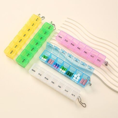 Pill Organizer 7 Grid Compartments Pill Holder Portable Medicine Container Case, Daily Weekly Medication Organizer(YH13A Pink) in Saudi Arabia