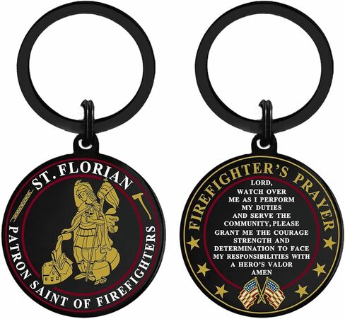 St. Florian Firefighter Keychain, Men Women Firefighter Gifts for Christmas Graduation, Hero Protection Prayer Token in Saudi Arabia