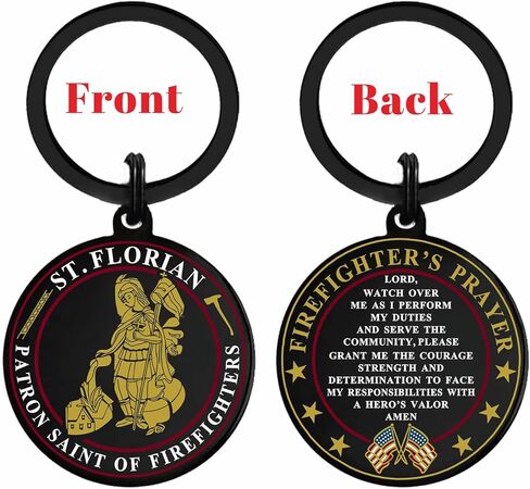 St. Florian Firefighter Keychain, Men Women Firefighter Gifts for Christmas Graduation, Hero Protection Prayer Token in Saudi Arabia