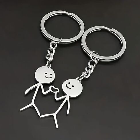 2-Piece Finger Heart Keychains, Couple Keychains for Men and Women, Friendship Graffiti Small Metal Fun Ring Purse & Backpack Pendant Decorations in Saudi Arabia