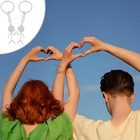2-Piece Finger Heart Keychains, Couple Keychains for Men and Women, Friendship Graffiti Small Metal Fun Ring Purse & Backpack Pendant Decorations in Saudi Arabia
